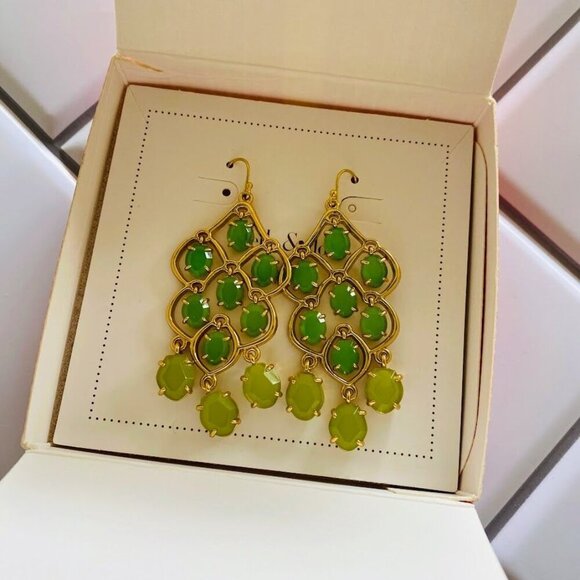 Stella & Dot Hannah Green Chandelier Earrings - Picture 5 of 5